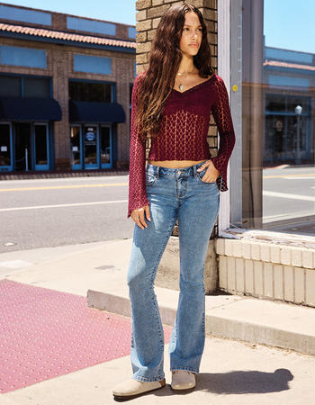RSQ Womens Low Rise Butterfly Bootcut Jeans Primary Image