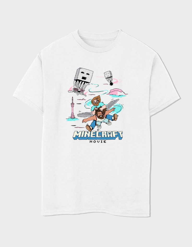 A MINECRAFT MOVIE Steve And Garrett Flying Unisex Kids Tee image number 0