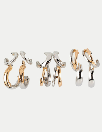 FULL TILT 6 Pack Mixed Metal Hoop Earrings Primary Image