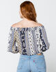 SKY AND SPARROW Boho Off The Shoulder Womens Crop Top image number 3