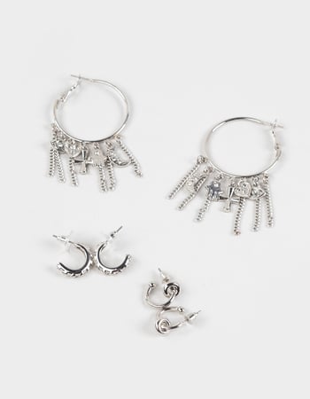 FULL TILT 3 Pack Evil Eye/Cross Charm Hoop Earrings Primary Image