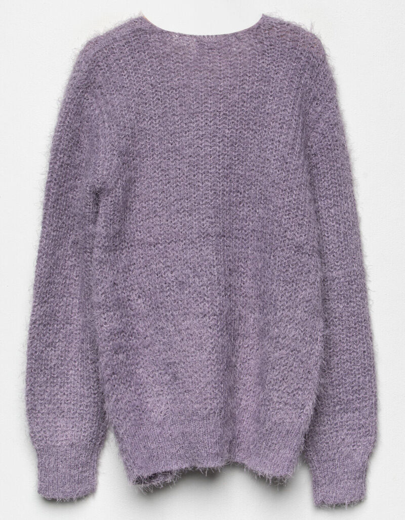 FULL CIRCLE Fuzzy Knot Front Girls Purple Sweater PURPL 396658750
