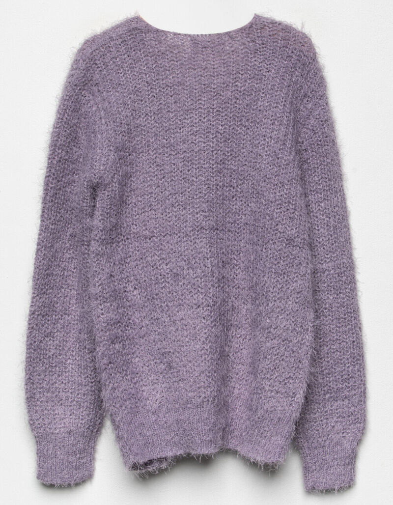 FULL CIRCLE Fuzzy Knot Front Girls Purple Sweater - PURPL - 396658750