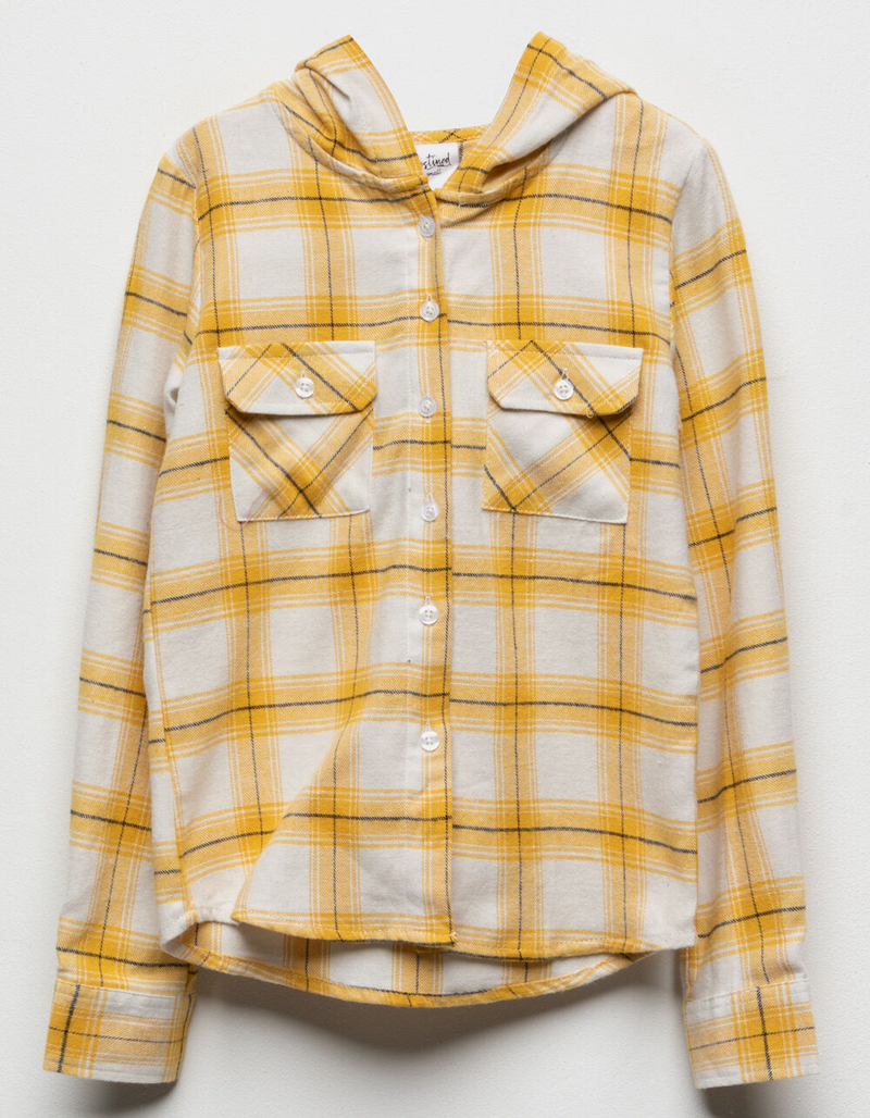 DESTINED Hooded Mustard Girls Flannel Shirt image number 0