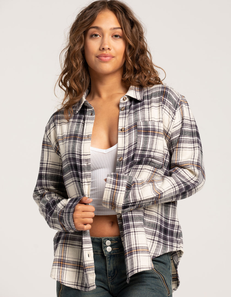 LOVE TREE Plaid Womens Boyfriend Flannel image number 0