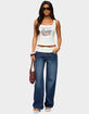 EDIKTED Knit Foldover Low Rise Baggy Jeans image number 5