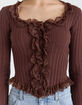 WEST OF MELROSE Lace Trim Womens Button Front Top image number 5