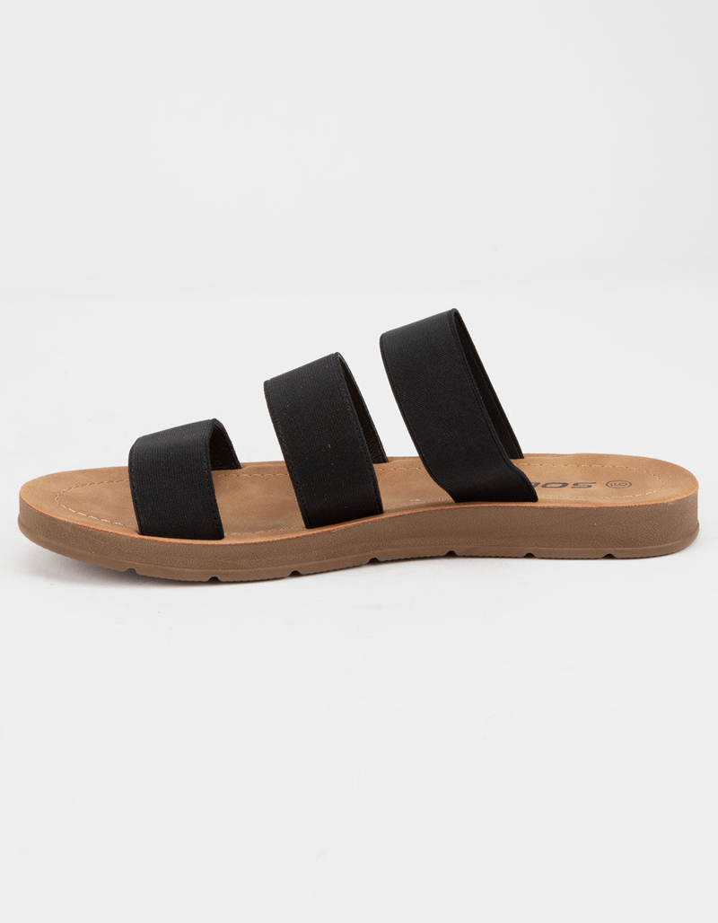 SODA Elastic 3 Strap Black Womens Sandals image number 3