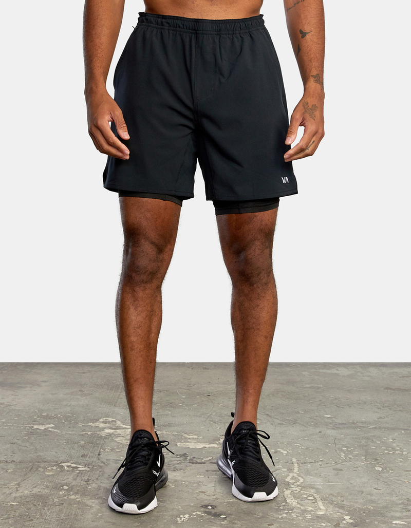 RVCA Yogger Train 2-in-1 Mens 17" Elastic Workout Shorts image number 1