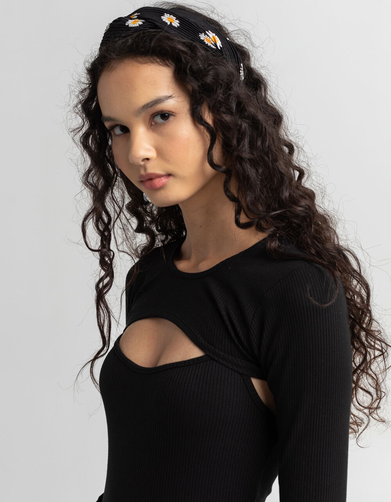 FULL TILT Black Twisted Daisy Headband image number 1