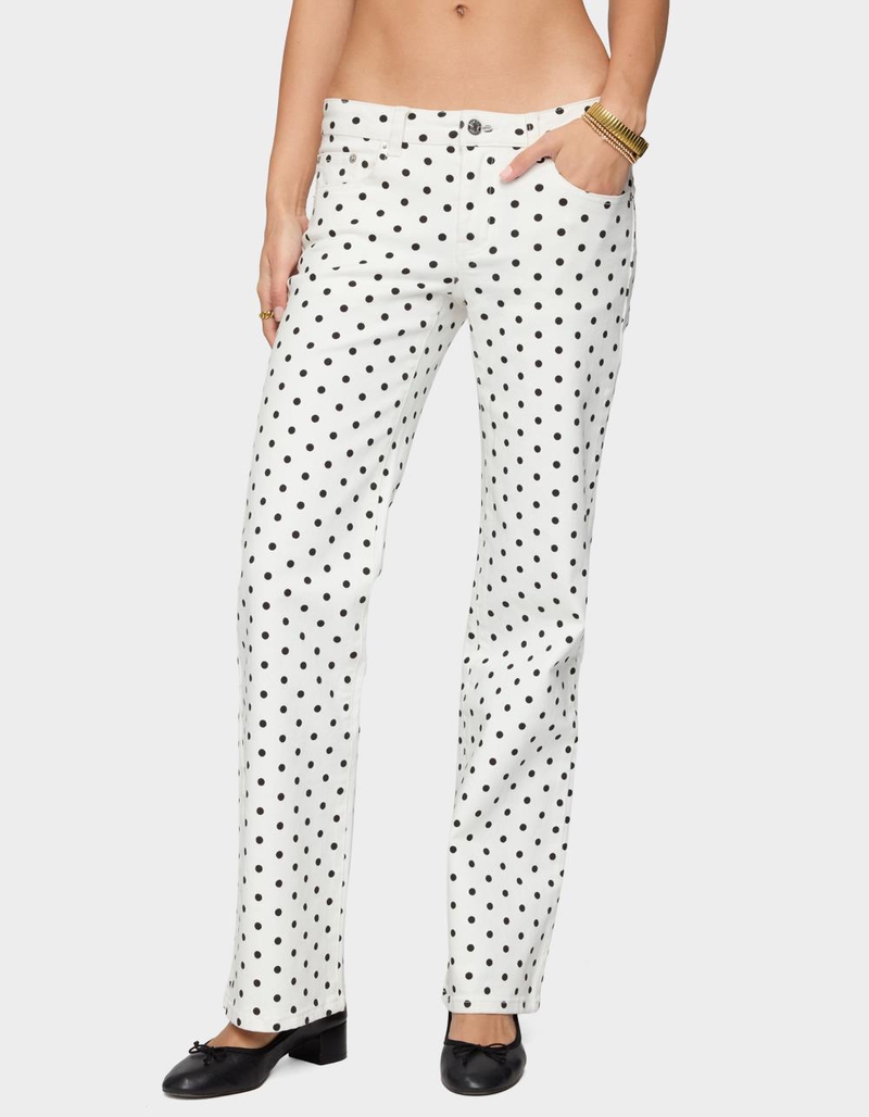 EDIKTED Romily Polka Dot Low Rise Jeans image number 0