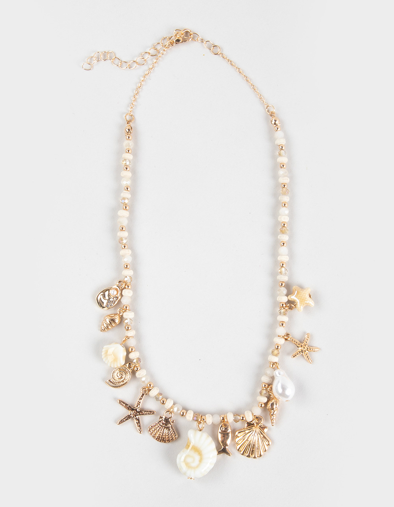 FULL TILT Beaded/Shell Multi Charm Necklace image number 0