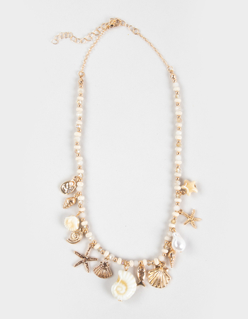 FULL TILT Beaded/Shell Multi Charm Necklace Primary Image