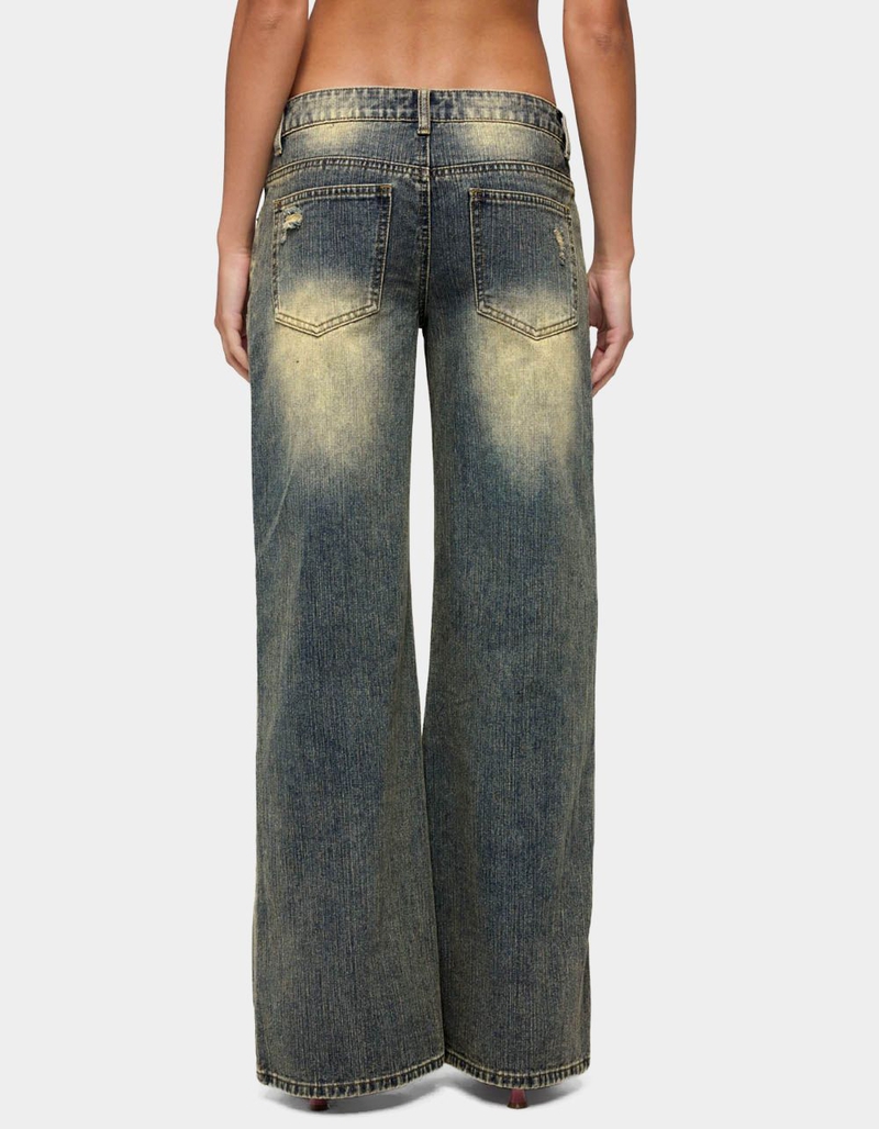 EDIKTED Noor Distressed Low Rise Baggy Jeans image number 2