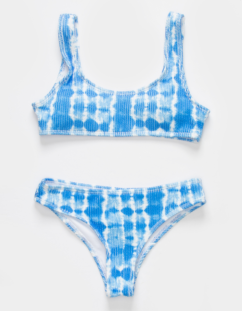 FULL TILT Textured Tie Dye Girls Bralette Bikini Set image number 1