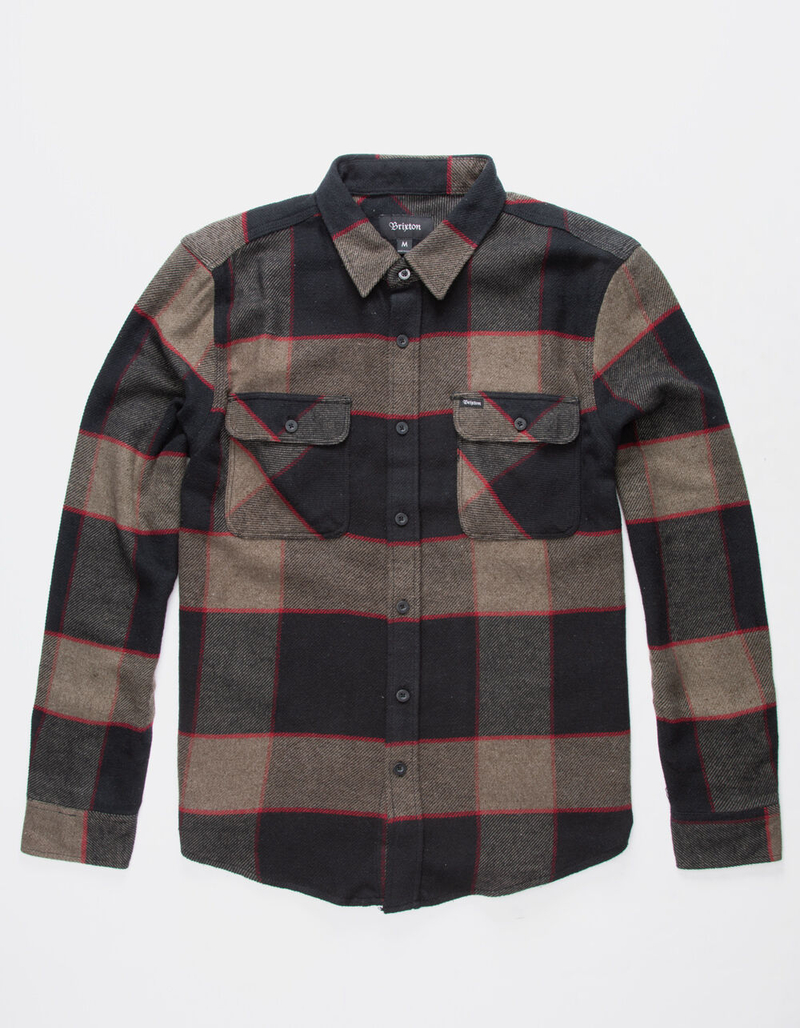BRIXTON Bowery Charcoal Mens Flannel Shirt image number 0