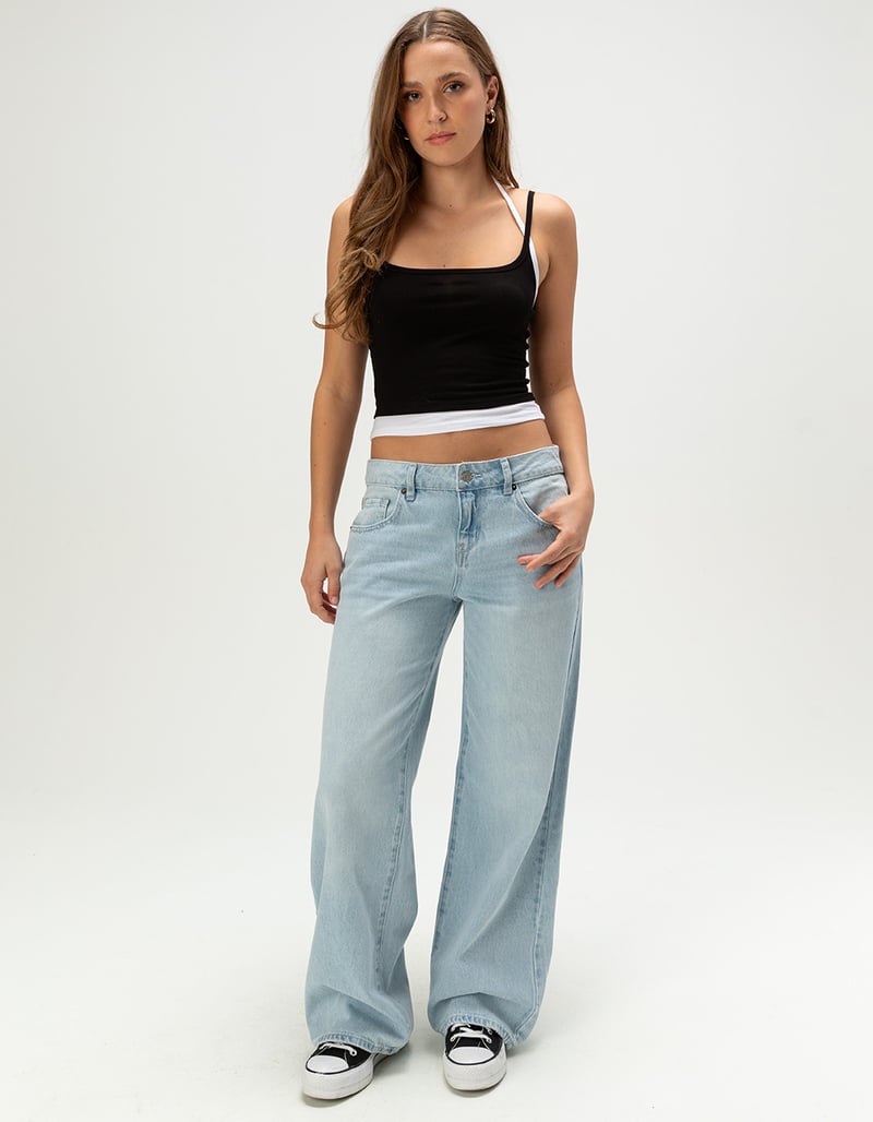 RSQ Womens Fold Over Waistband Baggy Jeans image number 6