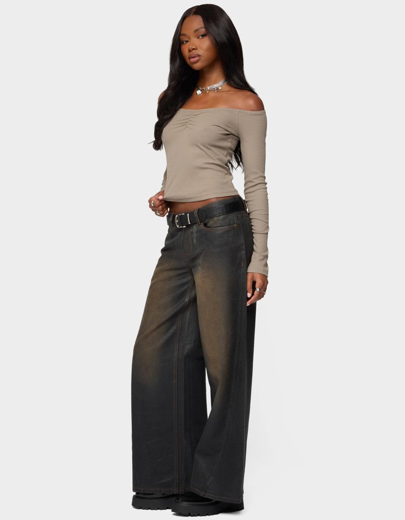 EDIKTED Cambria Ribbed Off Shoulder Top image number 3