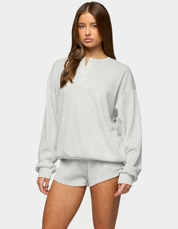 EDIKTED Baila Waffle Henley Top Alternative Image