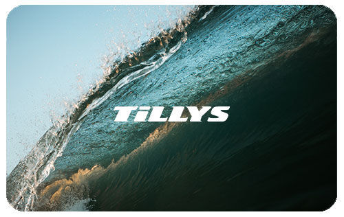 Tillys logo on surf wave background Logo Wave
