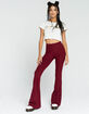 SKY AND SPARROW Rib Womens Burgundy Flare Pants image number 1