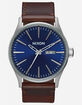 NIXON Sentry Leather Silver & Blue Watch image number 1