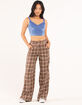 RSQ Womens Wide Leg Plaid Pants image number 6