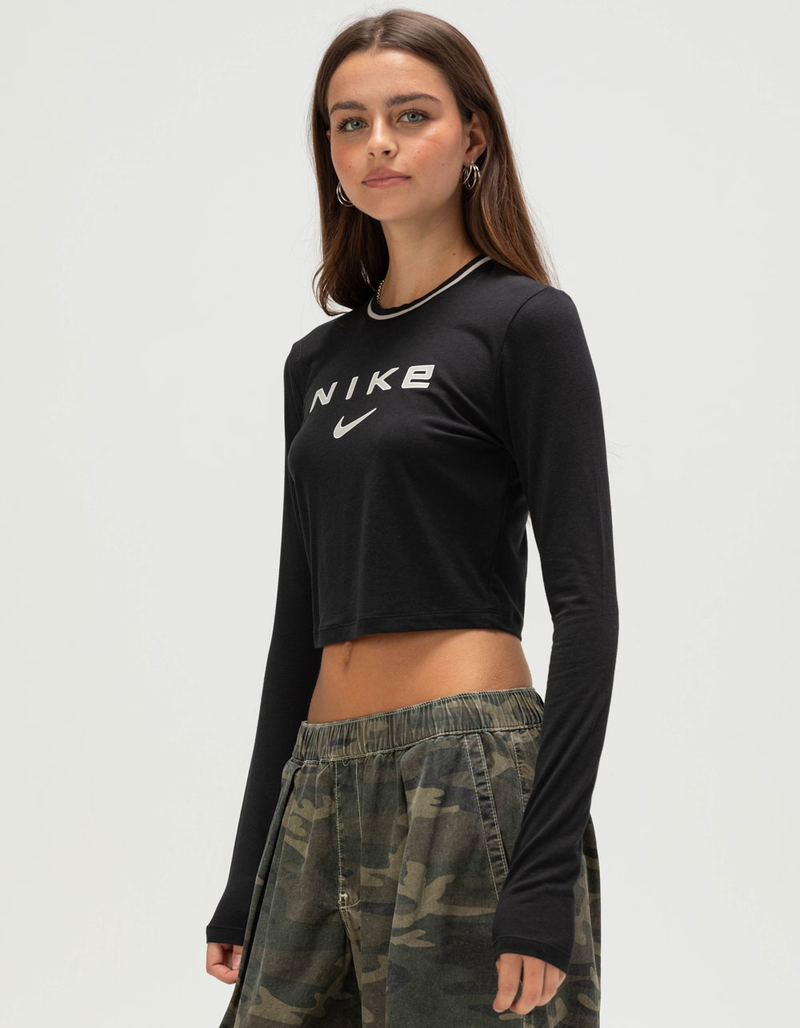 NIKE Sportswear Chill Knit Womens Slim Long Sleeve Cropped Tee image number 2