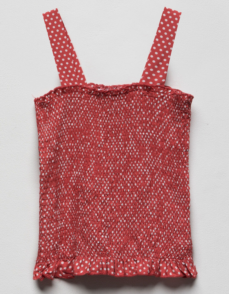 WHITE FAWN Smocked Polka Dot Girls Tank Top image number 1