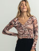 WEST OF MELROSE Marble Swirl Womens Mesh Top image number 1