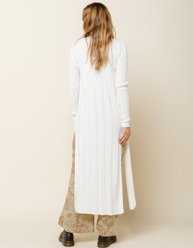 WEST OF MELROSE Get To The Bottom Of It Rib Button Womens Maxi Cardigan image number 2