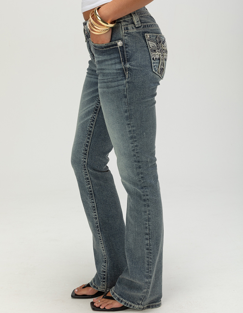MISS ME Cross Wing Womens Mid Rise Bootcut Jeans image number 2