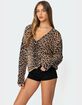 EDIKTED Leopard Printed V-Neck Cardigan image number 3