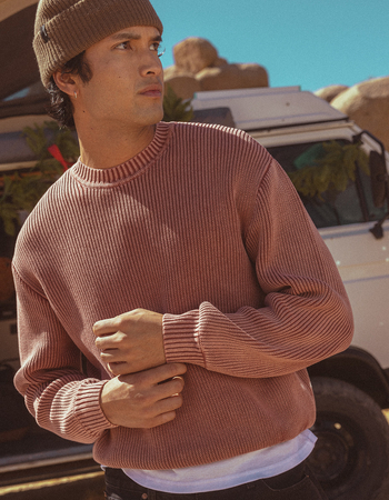 RSQ Mens Washed Ribbed Sweater Primary Image
