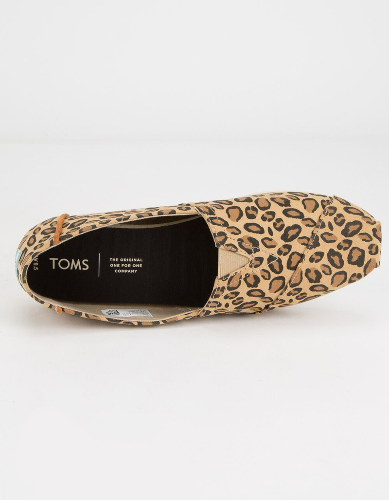 TOMS Classic Desert Tan Microfiber Leopard Print Womens Slip-On Shoes image number 2