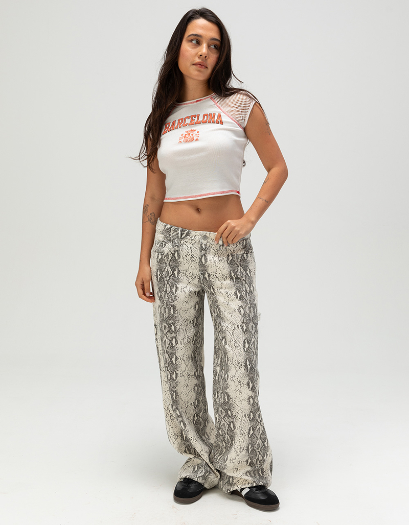 RSQ Womens Low Rise Snake Baggy Carpenter Pants - SNAKE