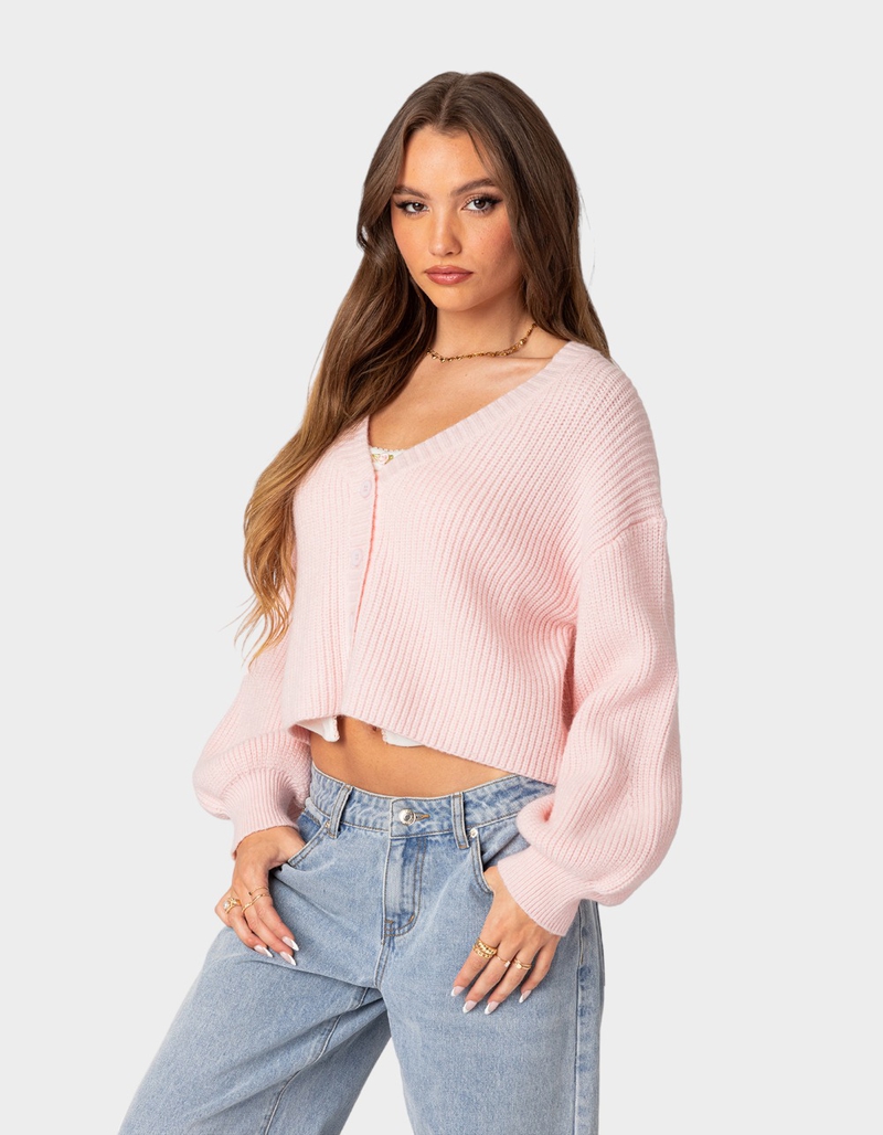 EDIKTED Sabrina Chunky Knit  Womens Cropped Cardigan image number 2