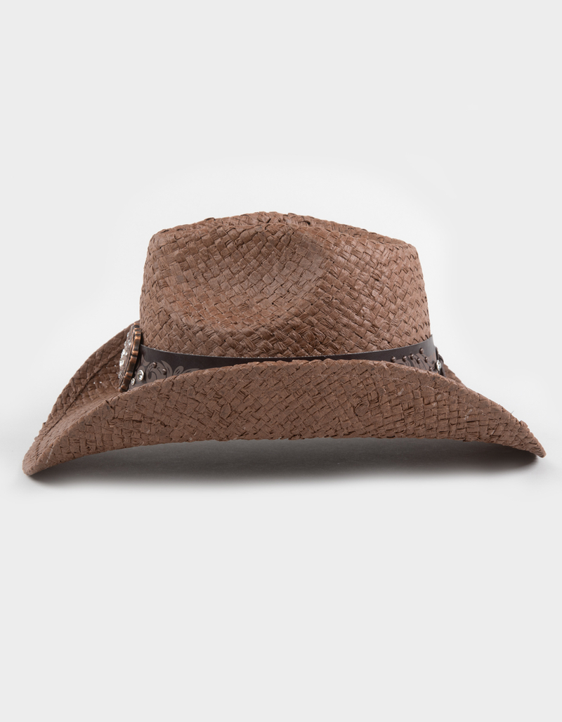 Heart Band Womens Straw Cowboy Hat image number 2