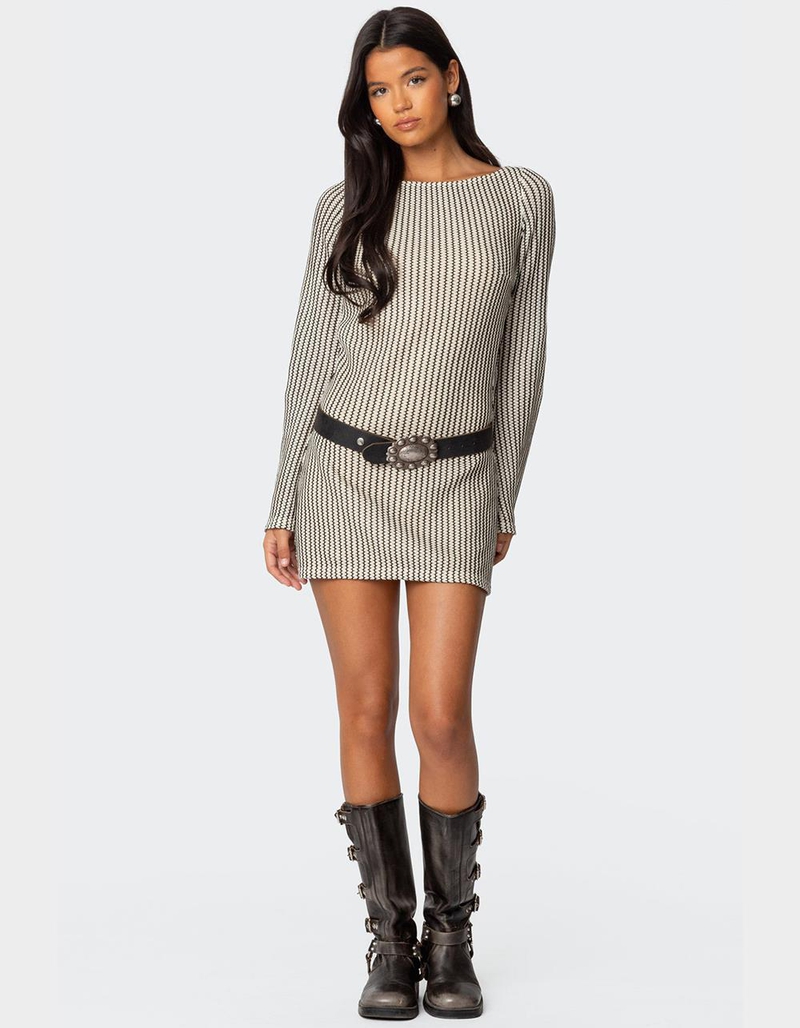 EDIKTED Boat Neck Crochet Mini Dress image number 0