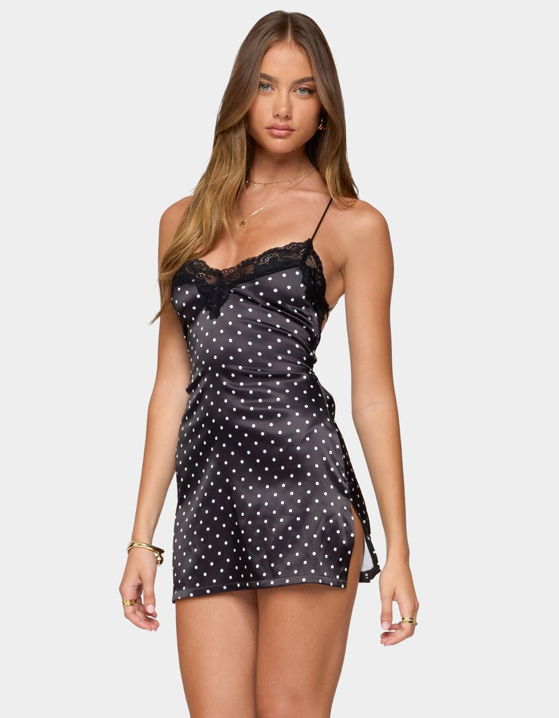 EDIKTED Lacey Backless Polka Dot Mini Dress image number 0