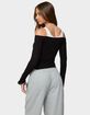EDIKTED Layered Ribbed Off Shoulder Bodysuit image number 3