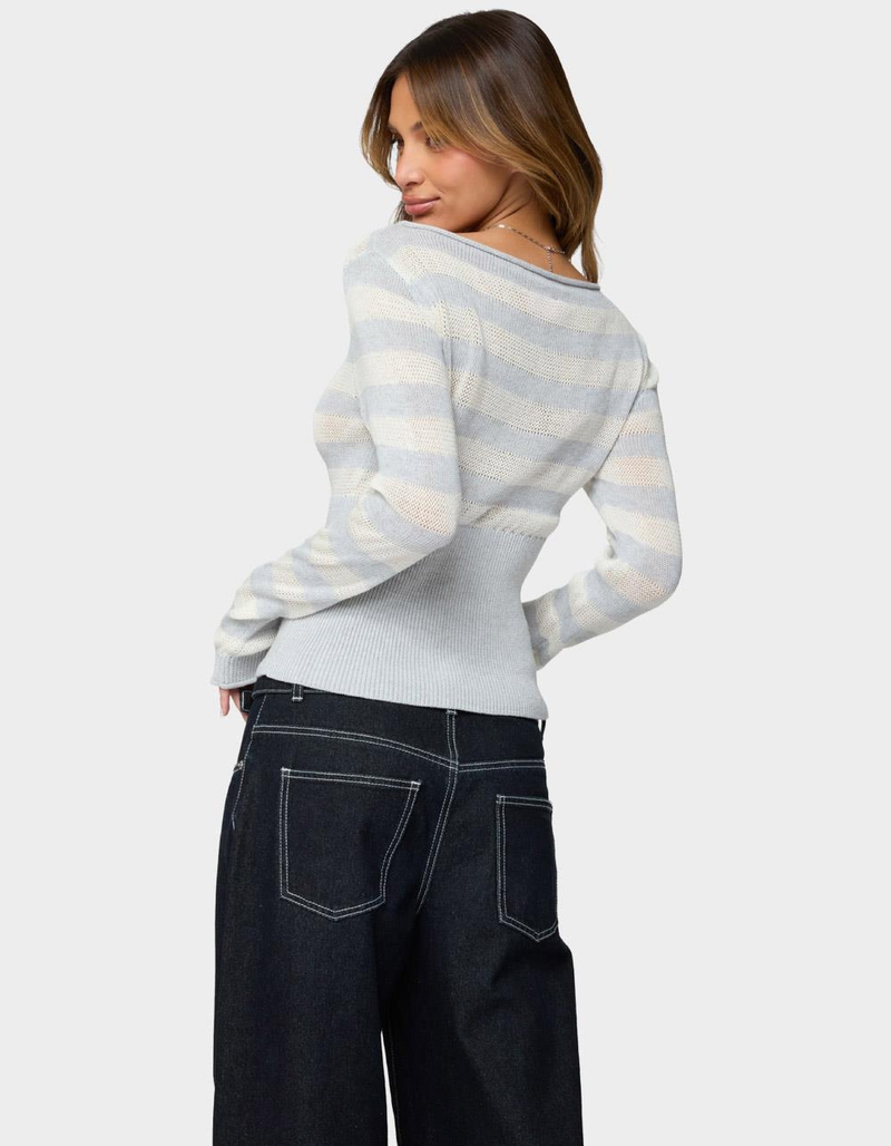 EDIKTED Cornella Boat Neck Striped Knit Top image number 2