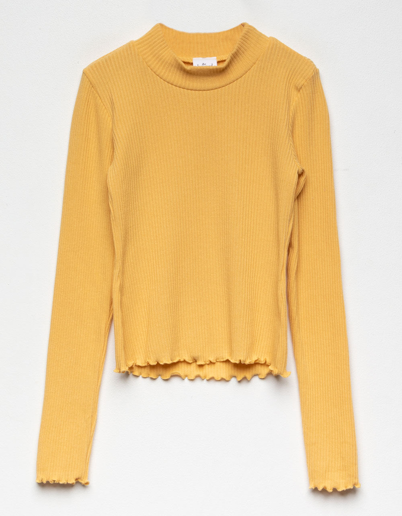 DESTINED Solid Mock Neck Mustard Girls Tee image number 0