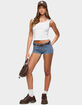 EDIKTED Odie Striped Low Rise Denim Micro Shorts image number 5