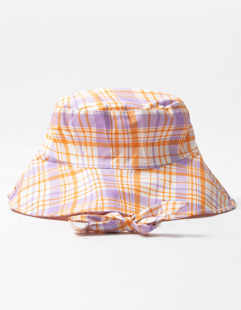 Plaid Chin Tie Lavender & Orange Bucket Hat image number 1
