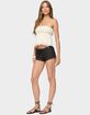 EDIKTED Lace Up Faux Leather Micro Shorts image number 4