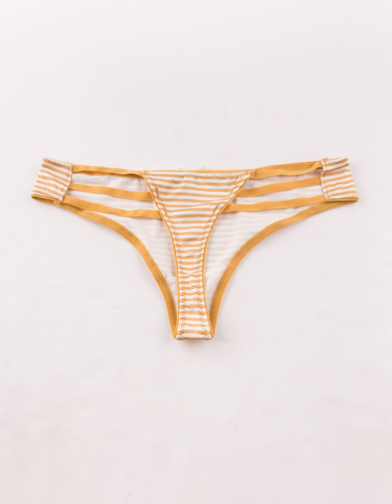 FULL TILT Micro Stripe Mustard Thong image number 1