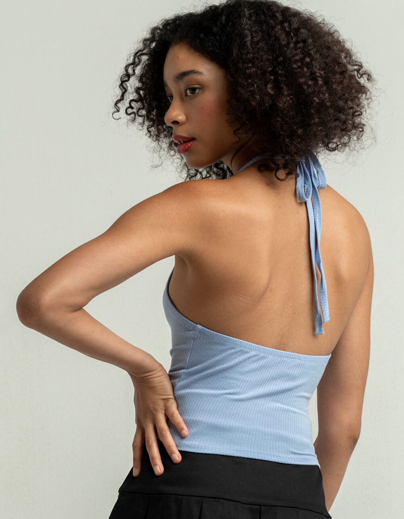 DESTINED Womens Blue Halter Top image number 2