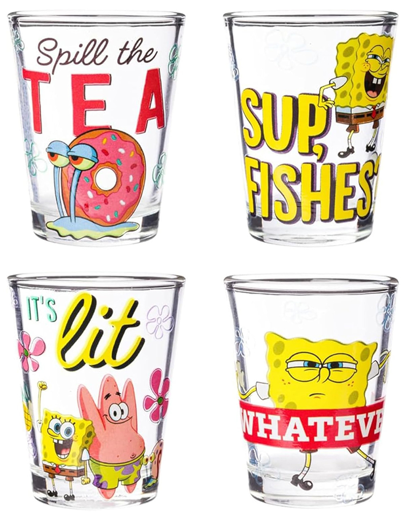 SPONGEBOB SQUAREPANTS Modern Quote 4 Pack Mini Glass Set image number 0