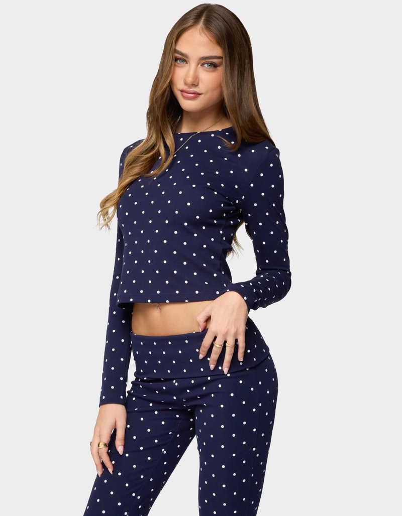 EDIKTED Daliya Polka Dot Long Sleeve Top image number 1